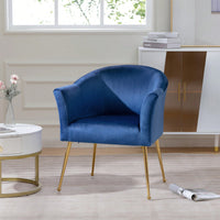 Velvet Accent Chair with Wood Frame Modern Armchair Club Chair Gold Metal Legs for Living Room Bedroom Office