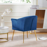 Velvet Accent Chair with Wood Frame Modern Armchair Club Chair Gold Metal Legs for Living Room Bedroom Office