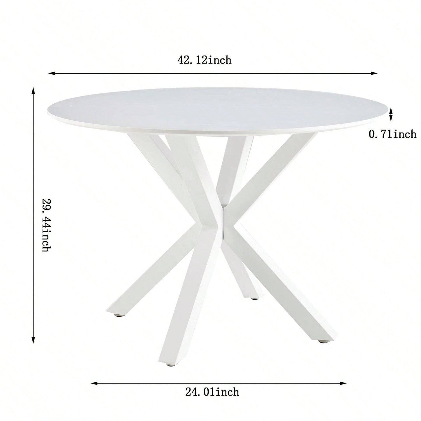 42.1" WHITE Table Mid-Century Dining Table For 4-6 People With Round Mdf Table Top, Pedestal Dining Table, End Table Leisure Coffee Table