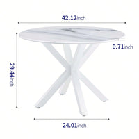 Mid-Century Round White Dining Table for 4-6 with Pedestal Base and MDF Top Ideal for Dining and Coffee