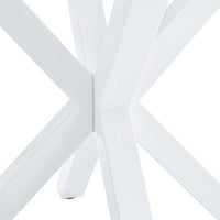 Mid-Century Round White Dining Table for 4-6 with Pedestal Base and MDF Top Ideal for Dining and Coffee