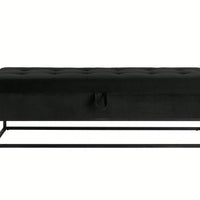 58.6" Bed Bench Metal Base With Storage Pink Velvet