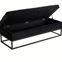 58.6" Bed Bench Metal Base With Storage Pink Velvet