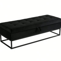 58.6" Bed Bench Metal Base With Storage Pink Velvet