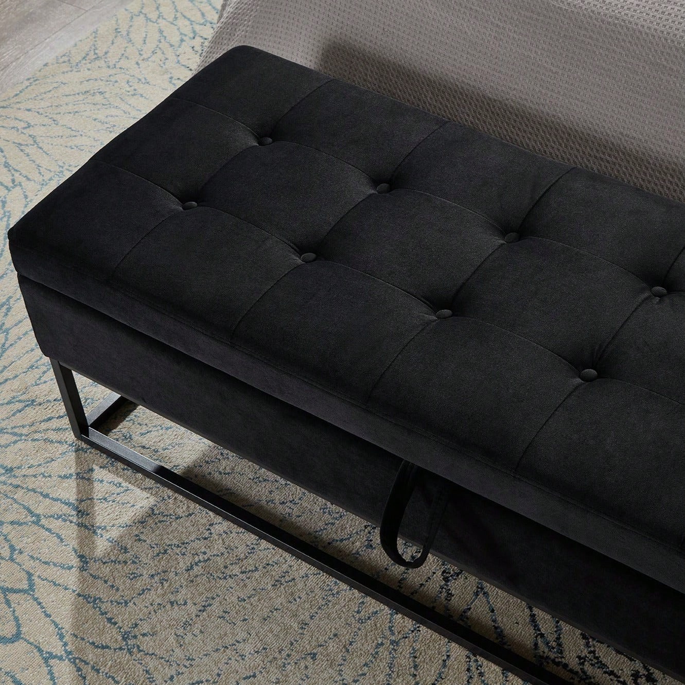 58.6" Bed Bench Metal Base With Storage Pink Velvet