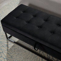 58.6" Bed Bench Metal Base With Storage Pink Velvet