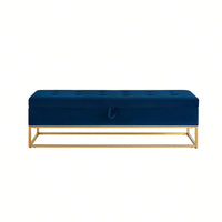 58.6" Bed Bench Metal Base With Storage Pink Velvet
