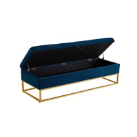 58.6" Bed Bench Metal Base With Storage Pink Velvet