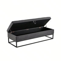 58.6" Bed Bench Metal Base With Storage Pink Velvet