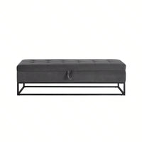 58.6" Bed Bench Metal Base With Storage Pink Velvet