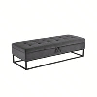 58.6" Bed Bench Metal Base With Storage Pink Velvet
