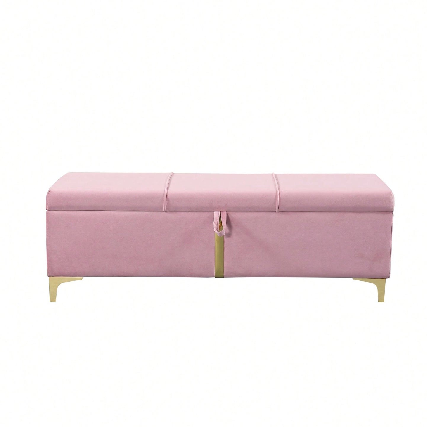 Upholstered Storage Ottoman,Storage Bench With Metal Legs For Bedroom,Living Room