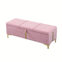 Upholstered Storage Ottoman,Storage Bench With Metal Legs For Bedroom,Living Room