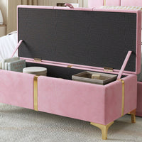 Upholstered Storage Ottoman,Storage Bench With Metal Legs For Bedroom,Living Room