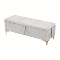 Upholstered Storage Ottoman,Storage Bench With Metal Legs For Bedroom,Living Room