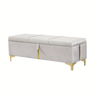 Upholstered Storage Ottoman,Storage Bench With Metal Legs For Bedroom,Living Room