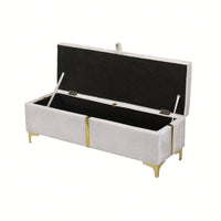 Upholstered Storage Ottoman,Storage Bench With Metal Legs For Bedroom,Living Room