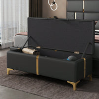 Upholstered Storage Ottoman,Storage Bench With Metal Legs For Bedroom,Living Room