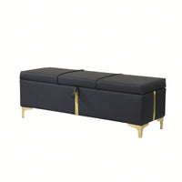 Upholstered Storage Ottoman,Storage Bench With Metal Legs For Bedroom,Living Room