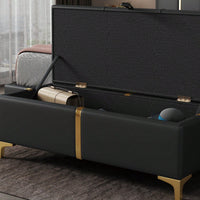 Upholstered Storage Ottoman,Storage Bench With Metal Legs For Bedroom,Living Room