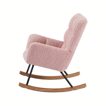 Nursery Rocking Chair, Leisure Sofa Glider Chair, Comfy Upholstered Lounge Chair With High Backrest, For Nursing Baby, Reading, Napping