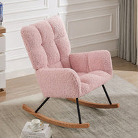Nursery Rocking Chair, Leisure Sofa Glider Chair, Comfy Upholstered Lounge Chair With High Backrest, For Nursing Baby, Reading, Napping