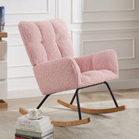 Nursery Rocking Chair, Leisure Sofa Glider Chair, Comfy Upholstered Lounge Chair With High Backrest, For Nursing Baby, Reading, Napping