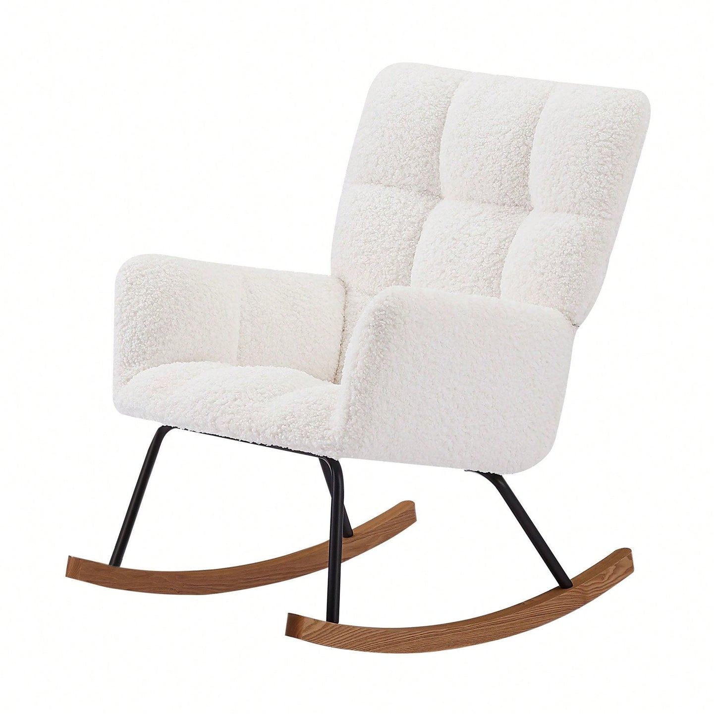 Upholstered Lounge Chair Rocking Chair With High Backrest, For Nursing Baby, Reading, Napping