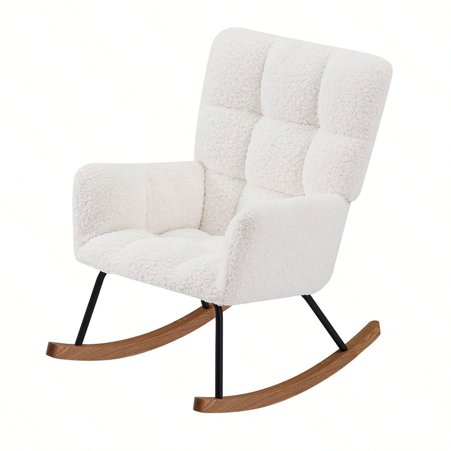 Upholstered Lounge Chair Rocking Chair With High Backrest, For Nursing Baby, Reading, Napping