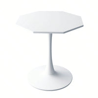 Modern Octagonal Coffee Table With Printed Black Marble Table Top,Metal Base, For Dining Room, Kitchen, Living Room