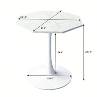 Modern Octagonal Coffee Table With Printed Black Marble Table Top,Metal Base, For Dining Room, Kitchen, Living Room