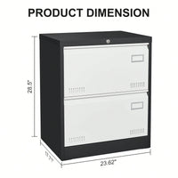 Lockable Metal Lateral File Cabinet for Home Office Vertical Storage Legal Letter A4 Files Assembly Required