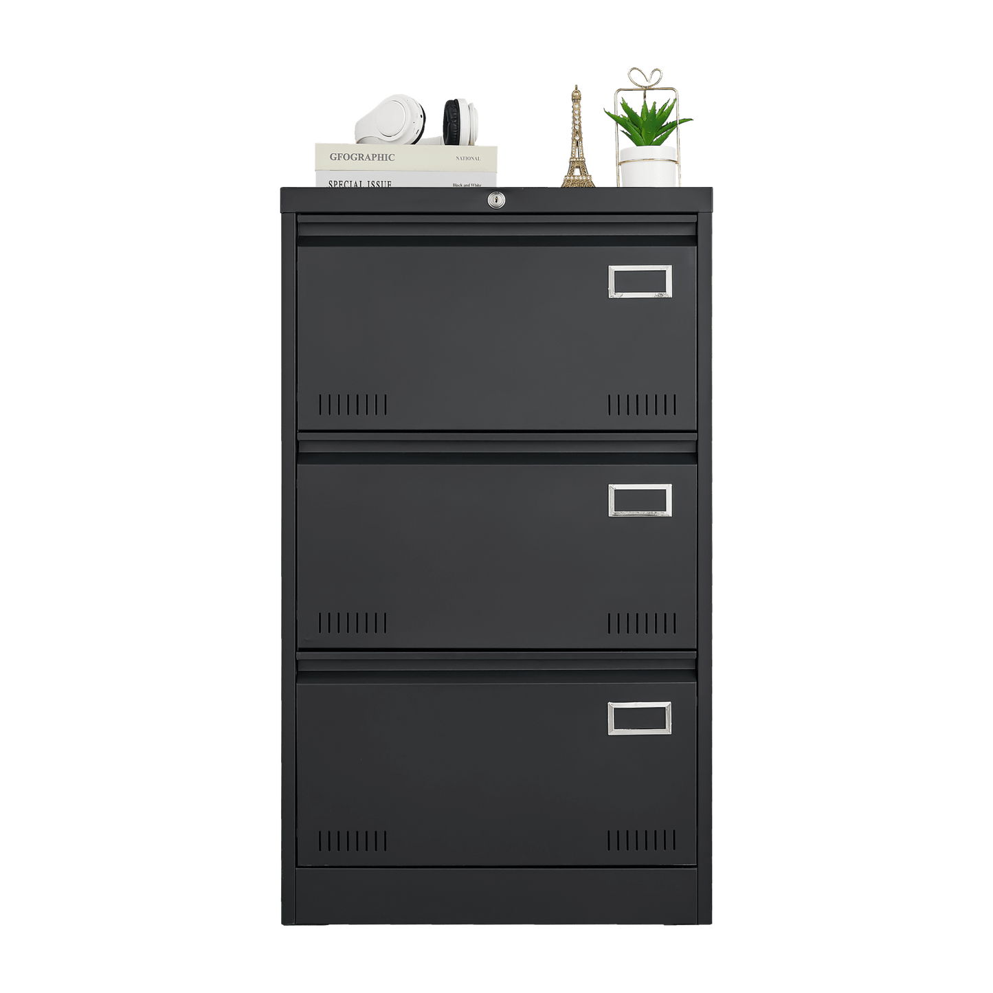 Widened 3 Drawer White Locking File Cabinet for Home Office Legal Letter A4 F4 Storage