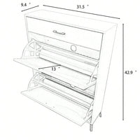 Ample Storage Space Shoe Cabinet with Flip-Top Drawers for Entryway Living Room and Bedroom