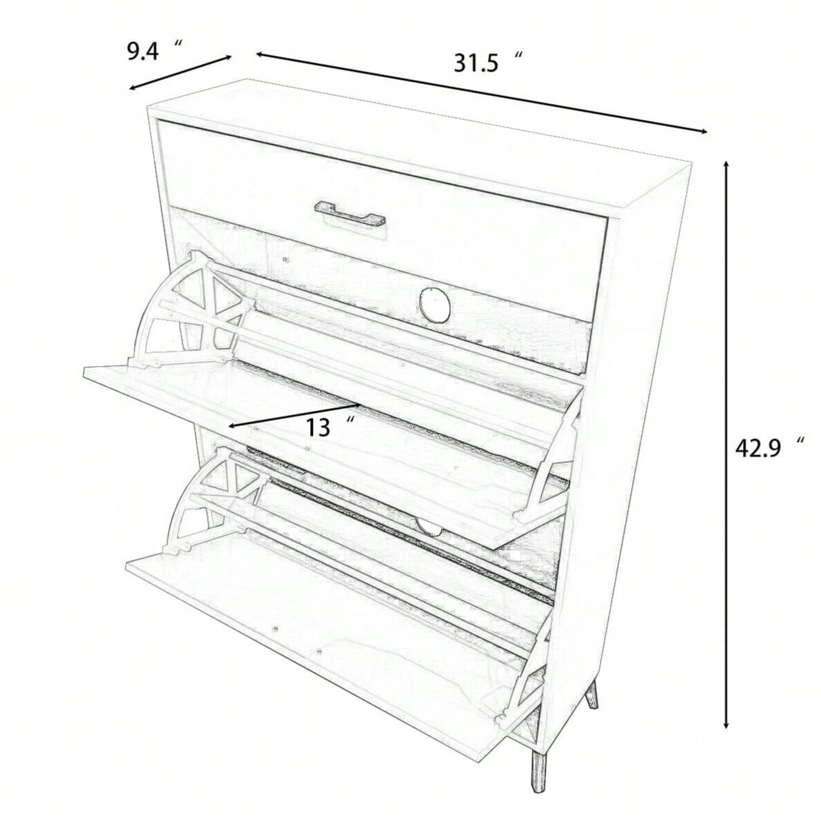 Ample Storage Space Shoe Cabinet with Flip-Top Drawers for Entryway Living Room and Bedroom