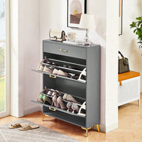 Ample Storage Space Shoe Cabinet with Flip-Top Drawers for Entryway Living Room and Bedroom