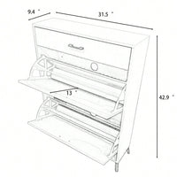 Ample Storage Space Shoe Cabinet with Flip-Top Drawers for Entryway Living Room and Bedroom