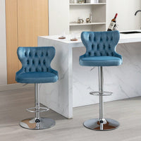 Swivel PU Barstools, Modern Upholstered Chrome Base Bar Stools With Backs Comfortable Tufted For Home Pub And Kitchen Island