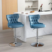 Swivel PU Barstools, Modern Upholstered Chrome Base Bar Stools With Backs Comfortable Tufted For Home Pub And Kitchen Island