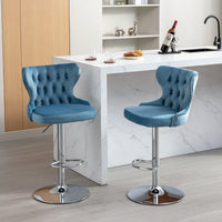 Swivel PU Barstools, Modern Upholstered Chrome Base Bar Stools With Backs Comfortable Tufted For Home Pub And Kitchen Island