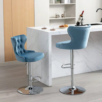 Swivel PU Barstools, Modern Upholstered Chrome Base Bar Stools With Backs Comfortable Tufted For Home Pub And Kitchen Island