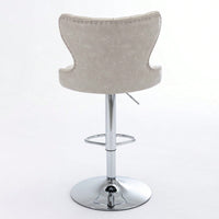 Swivel PU Barstools, Modern Upholstered Chrome Base Bar Stools With Backs Comfortable Tufted For Home Pub And Kitchen Island