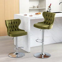 Swivel PU Barstools, Modern Upholstered Chrome Base Bar Stools With Backs Comfortable Tufted For Home Pub And Kitchen Island