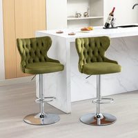 Swivel PU Barstools, Modern Upholstered Chrome Base Bar Stools With Backs Comfortable Tufted For Home Pub And Kitchen Island