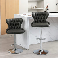 Swivel PU Barstools, Modern Upholstered Chrome Base Bar Stools With Backs Comfortable Tufted For Home Pub And Kitchen Island