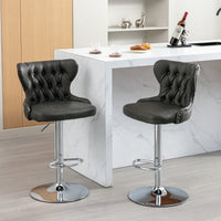 Swivel PU Barstools, Modern Upholstered Chrome Base Bar Stools With Backs Comfortable Tufted For Home Pub And Kitchen Island