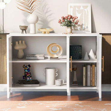 Three-Door Storage Cabinet With Metal Handles, Suitable For Corridors, Entrances, Living Rooms, And Bedrooms