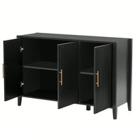 Three-Door Storage Cabinet With Metal Handles, Suitable For Corridors, Entrances, Living Rooms, And Bedrooms