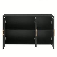 Three-Door Storage Cabinet With Metal Handles, Suitable For Corridors, Entrances, Living Rooms, And Bedrooms