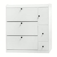Versatile Shoe Cabinet with 3 Flip Drawers and Pull-Down Seat for Entryway Storage and Organization